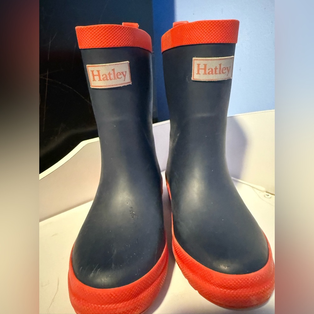 Hatley Blue and Red Waterproof Boots
